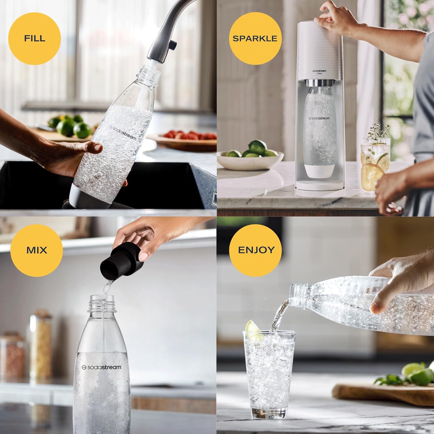 Výrobník perlivej vody Sodastream Terra biela + fľaša SodaStream Fuse 1 l + bombička 2